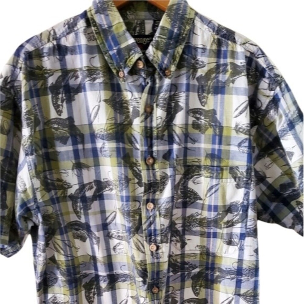 Mens Revenge Shirt Makers Button Down Fish Shirt M